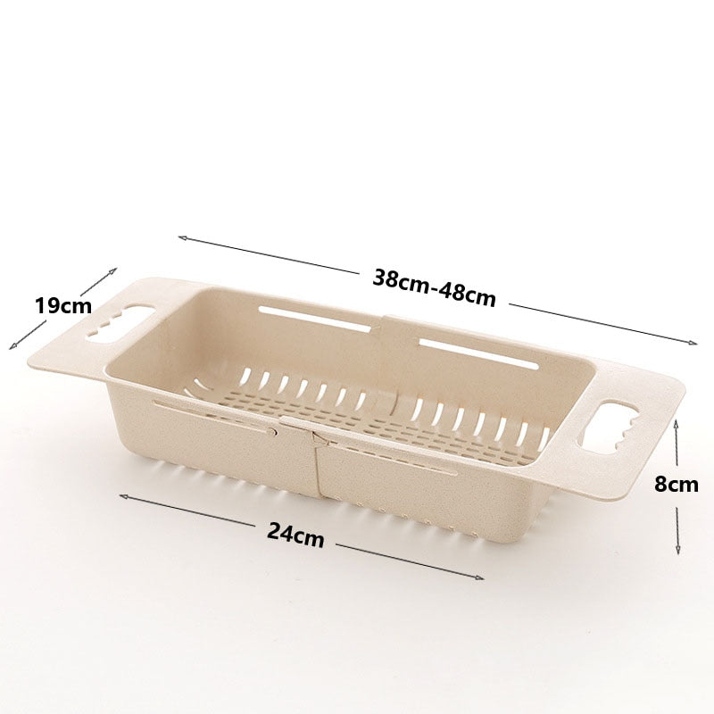 Adjustable Dish Drainer Sink Drain Basket Washing Vegetable Fruit Plastic Drying Rack Kitchen Accessories Organizer