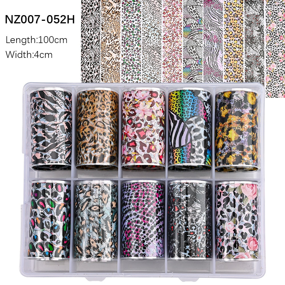 50pcs/Lo Holographic Transfer Foil Stickers 4*20cm Random Decals 30pc Flower Transferring Wraps Slider Nail Transfer Foil Decors