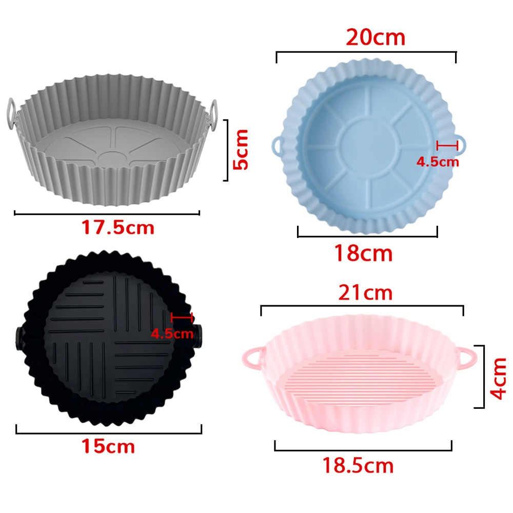 Round silicone Air Fryers Oven Baking Tray Fried Chicken Basket Mat Air Fryer Silicone Pot Grill Pan Kitchen Accessories