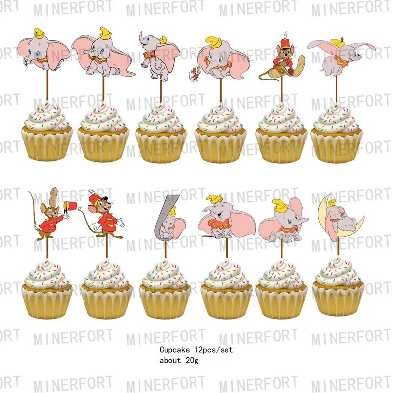 Dumbo Theme Birthday Party Decoration Supplies Tableware Paper Cups Plates Napkins Tablecloth Balloons Baby Shower Kids Favors