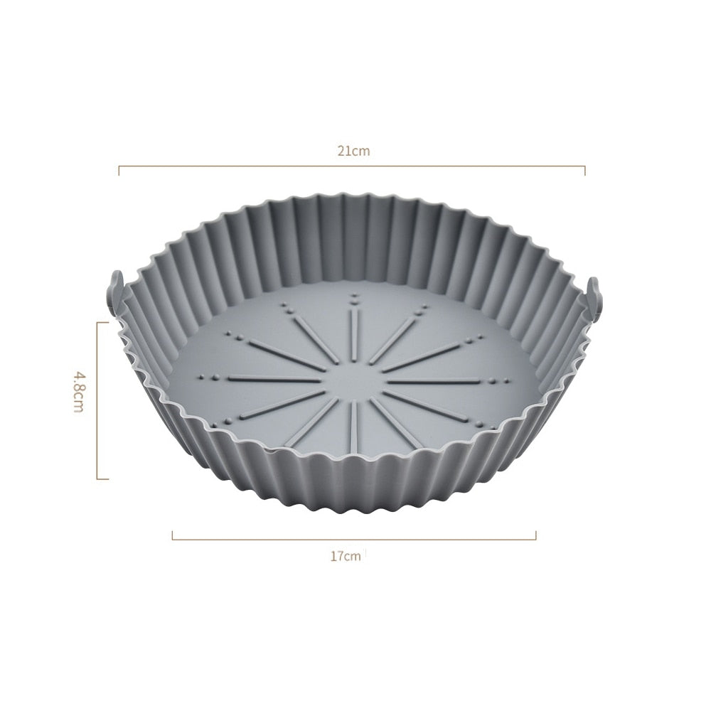 Round silicone Air Fryers Oven Baking Tray Fried Chicken Basket Mat Air Fryer Silicone Pot Grill Pan Kitchen Accessories