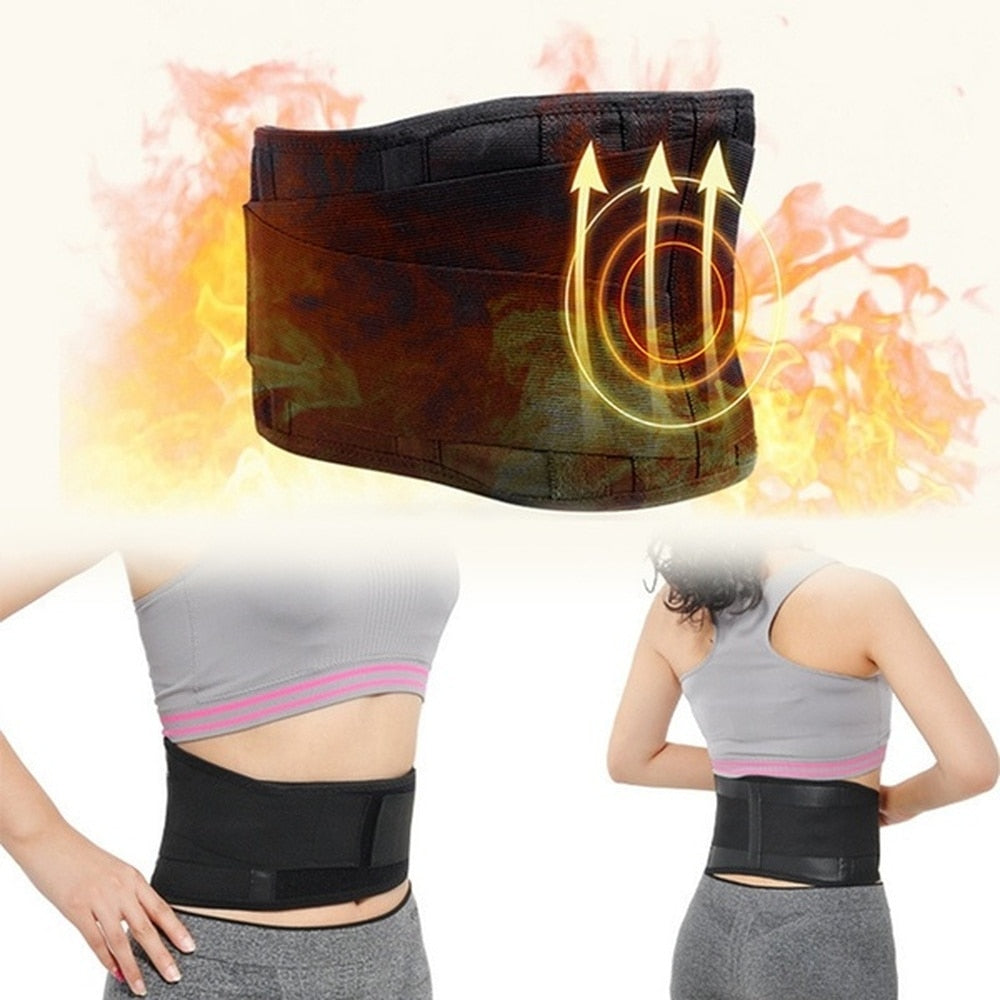 BYEPAIN Tourmaline Self-heating Magnetic Therapy Waist Support Belt Lumbar Back Waist Support Brace Double Banded Adjustable