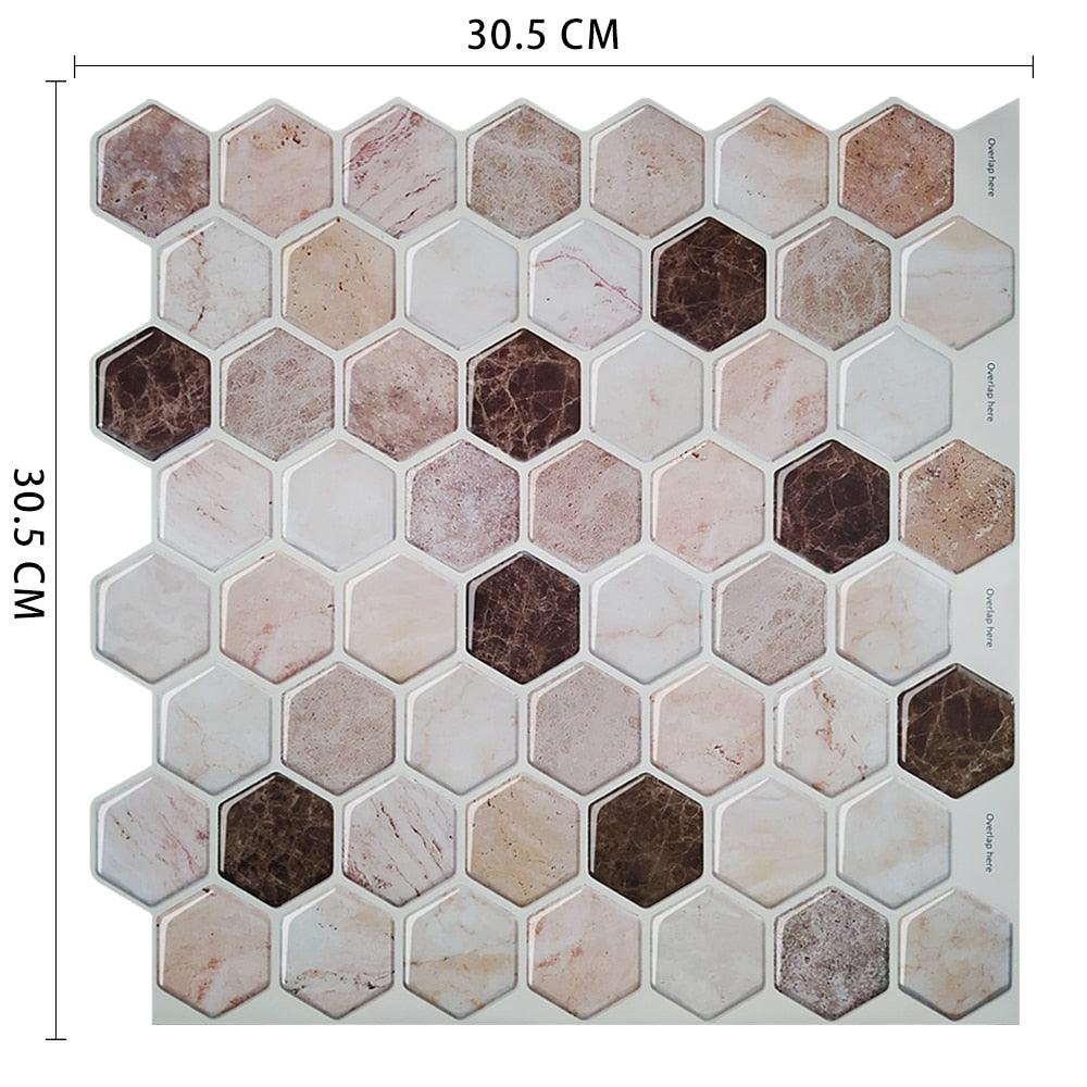 Home Decor 3D Waterproof Self Adhesive Mosaic Vinyl Wall Sticker Tiles Peel and Stick Backsplash Kitchen