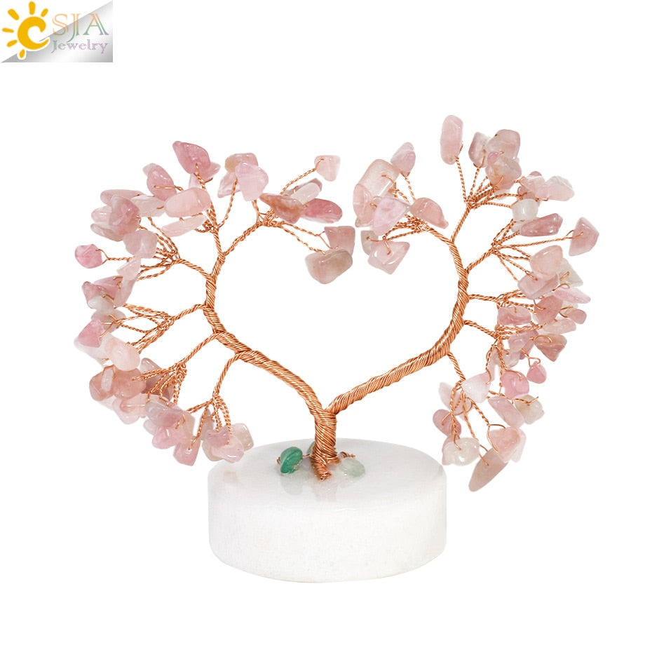 7 Chakras Natural Crystal Money Tree with Agate Slices Love Heart Lucky Tree for Life Fengshui Home Decor Wealth and Luck G831