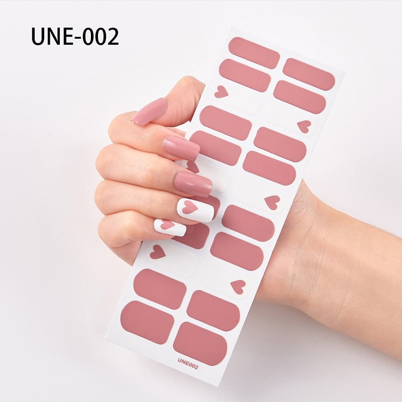 1 Sheet Nail Art Full Cover Adhesive Polish Foils Waterproof Pure Color Tips DIY 3D Decals Environmental Stickers for Women Gift