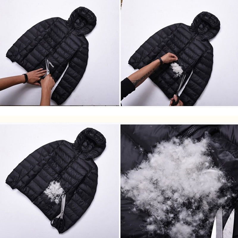 Women Ultralight Thin Down Jacket 90% White Duck Down Hooded Jackets Warm Coat Parka Female Portable Outwear