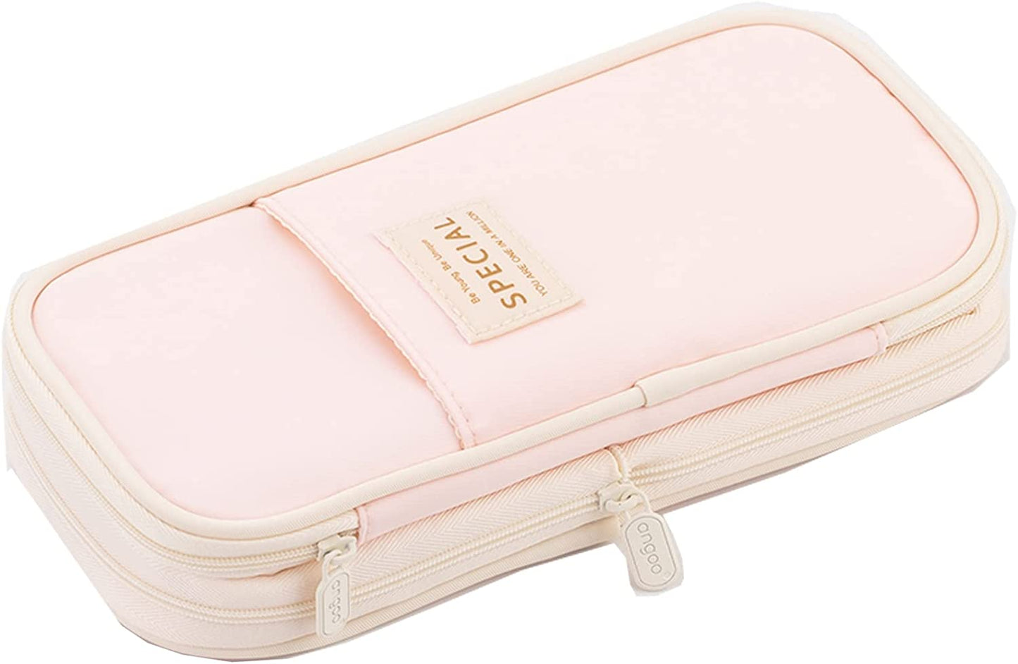 Kawaii Pencil Case Macaron Color Canvas Stretch Double Layer Large Capacity Pencil Box Cute Pencilcase Kids School Stationery