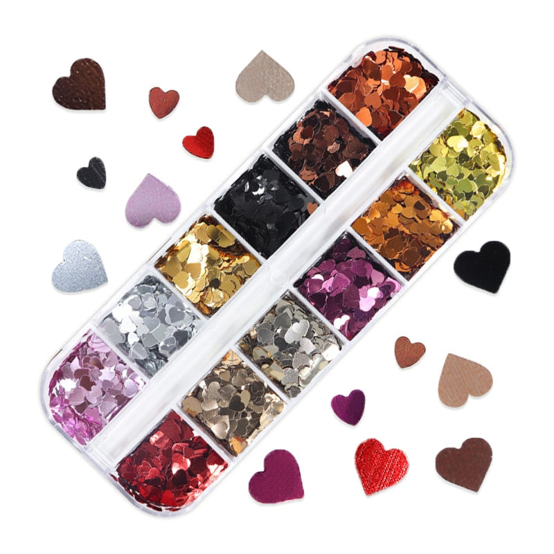 Fluorescence Butterfly Heart Fruits Various Shapes Nail Art Glitter Flakes 3D Colourful Sequins Polish Manicure Nail Decoration