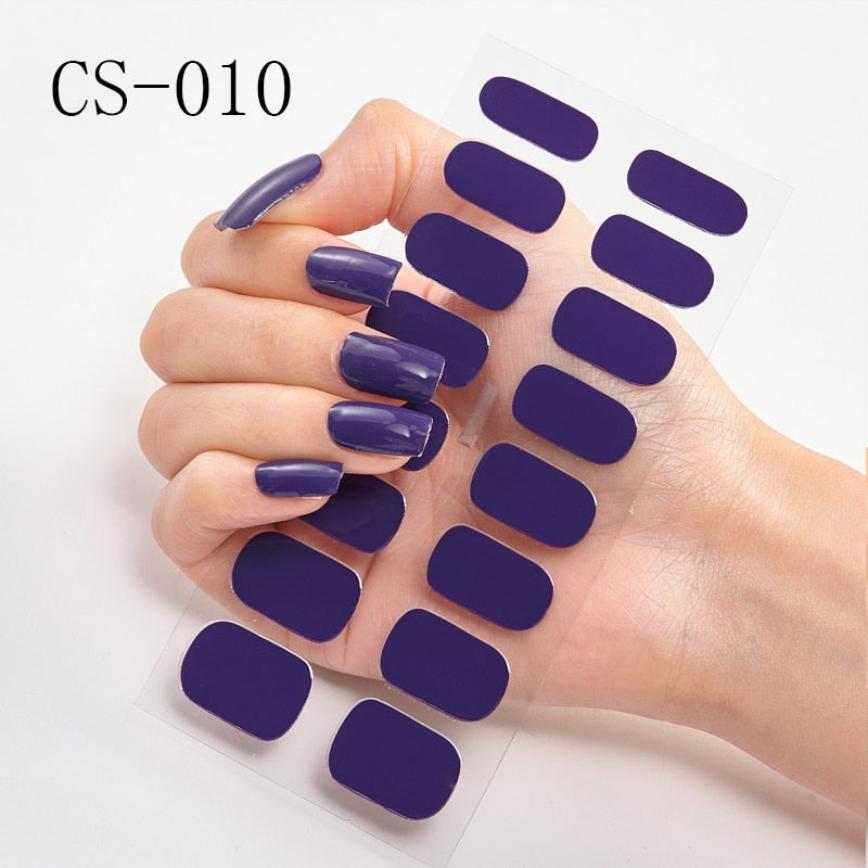 16pcs/sheet Glitter Gradient Color Nail Stickers Nail Wraps Full Cover Nail Polish Sticker DIY Self-Adhesive Nail Art Decoration