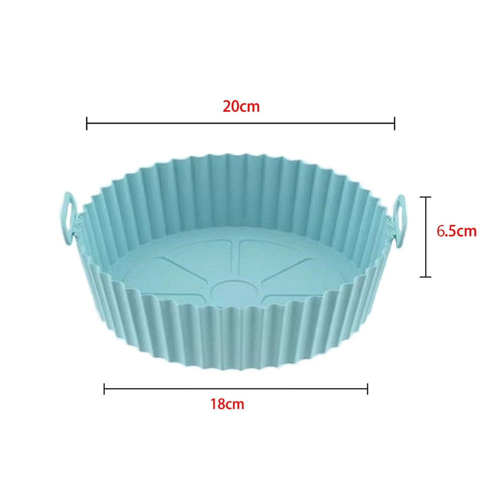 Round silicone Air Fryers Oven Baking Tray Fried Chicken Basket Mat Air Fryer Silicone Pot Grill Pan Kitchen Accessories