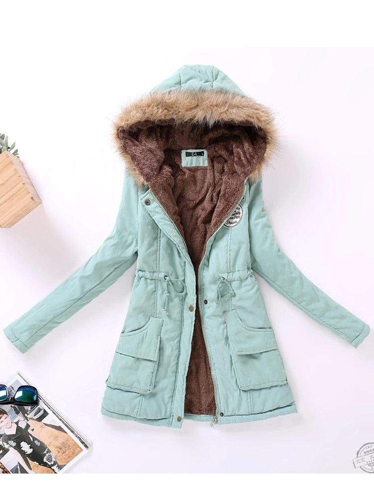 Winter military style coat / hooded jacket medium-long casual parka thickness  XXXL quilt snow outwear