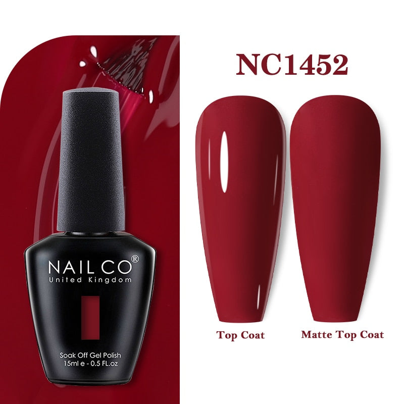 NAILCO 15ml Pink Colors Series Semi Permanent Nail Gel Varnish Polish Soak Off White Red UV Nail Art Gel Nail Polish Gel Lacquer