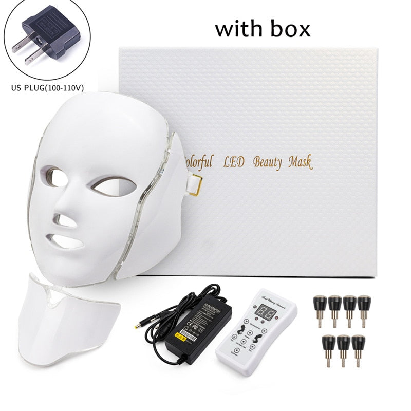 7 Color Led Facial Light Face Mask With Neck Skin Rejuvenation Tighten Anti Acne Wrinkle Beauty Treatment Korean Photon Spa Home