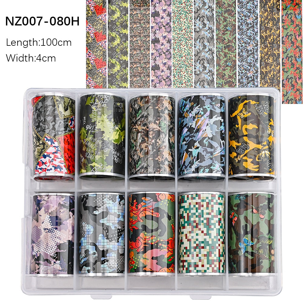 50pcs/Lo Holographic Transfer Foil Stickers 4*20cm Random Decals 30pc Flower Transferring Wraps Slider Nail Transfer Foil Decors