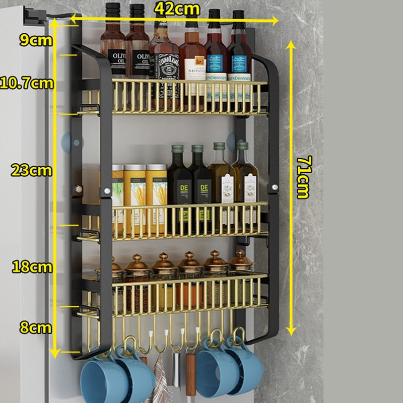 Refrigerator Side Storage Rack Fridge Shelf Cupboard Organizer Kitchen Cabinet Space Saving Refrigerator Hanging Storage Rack