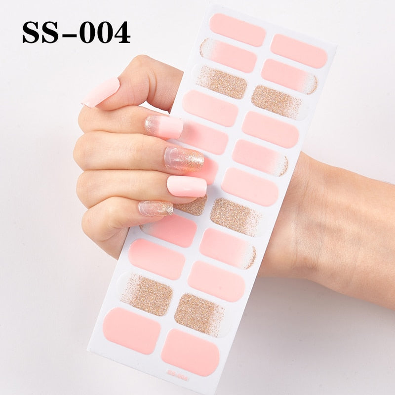 1 Sheet Nail Art Full Cover Adhesive Polish Foils Waterproof Pure Color Tips DIY 3D Decals Environmental Stickers for Women Gift