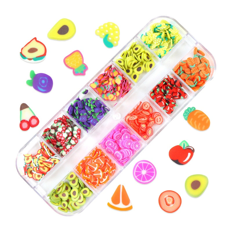 Fluorescence Butterfly Heart Fruits Various Shapes Nail Art Glitter Flakes 3D Colourful Sequins Polish Manicure Nail Decoration