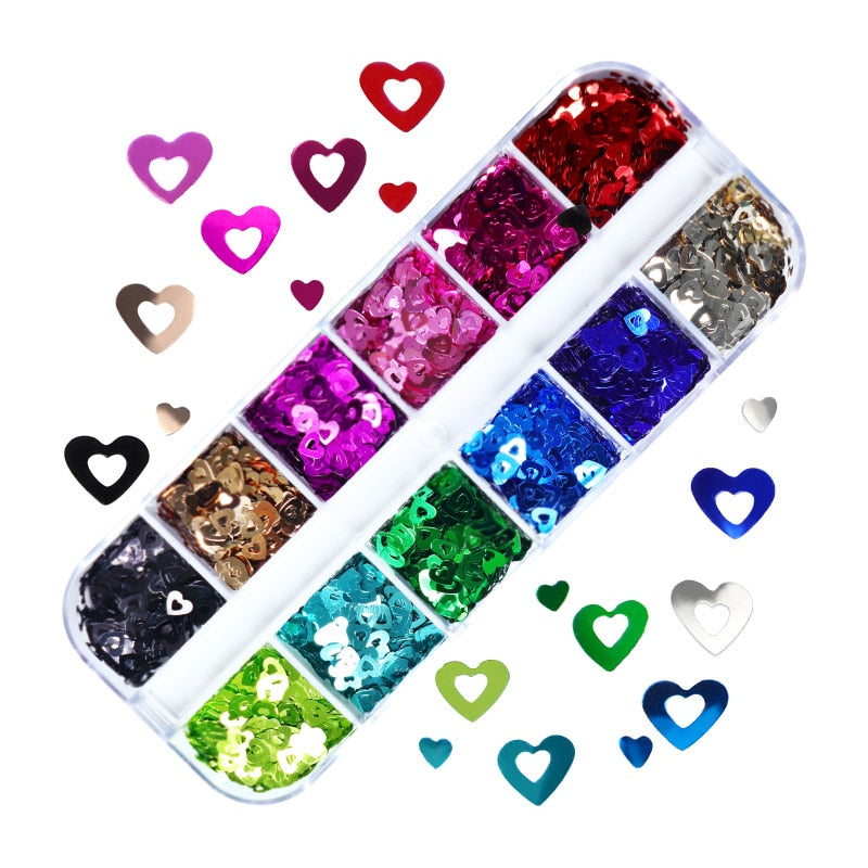 Fluorescence Butterfly Heart Fruits Various Shapes Nail Art Glitter Flakes 3D Colourful Sequins Polish Manicure Nail Decoration