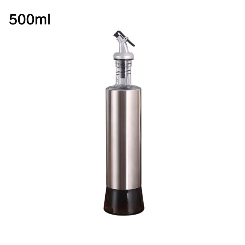 Kitchen Glass Oil Bottle Stainless Steel Leak-proof Soy Sauce Vinegar Cruet Storage Dispenser Useful Kitchen Tools