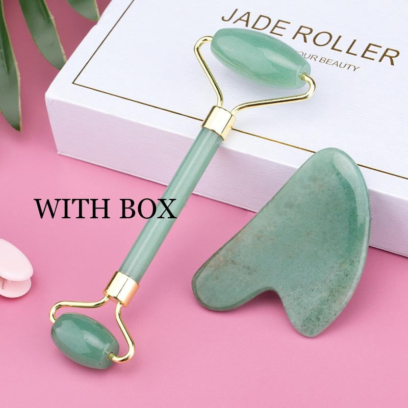 Face Massage Jade Roller Rose Quartz Natural Stone Gua Sha Slimmer Lift Wrinkle Double Chin Remover Beauty Care Slimming Tools