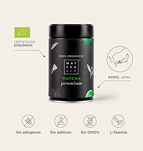 Matcha Premium 100% Ecológico | Té verde en polvo Orgánico de Japón | Té Matcha de grado ceremonial premium BIO | Matcha & CO (80 g)