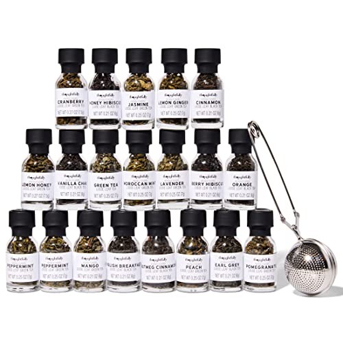 Modern Gourmet Foods, Kit de Infusión de Té de regalo, incluye 25 tés de hoja suelta de sabor único y un infusor de té, paquete de 25