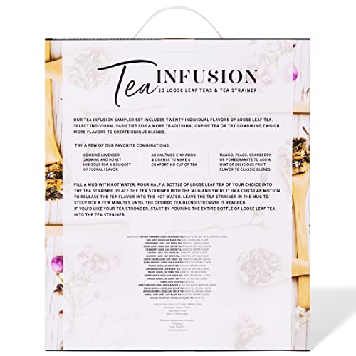 Modern Gourmet Foods, Kit de Infusión de Té de regalo, incluye 25 tés de hoja suelta de sabor único y un infusor de té, paquete de 25