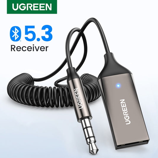 UGREEN Bluetooth Receiver 5.3 Adapter Hands-Free Car Kits AUX Audio 3.5mm Jack Music Wireless Receiver for Car BT Transmitter