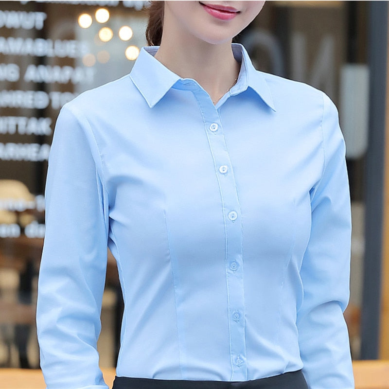 Women Shirts Blouses Women White Shirt Long Sleeve Blouse Female Tops OL Basic Shirt Blouses  Fashion Elegant Woman Clothing