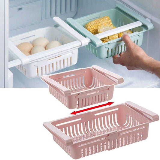 Fridge Storage Rack Basket Adjustable Kitchen Organizer Pull-out Drawer Basket Refrigerator Storage Shelf Kitchen Accessori