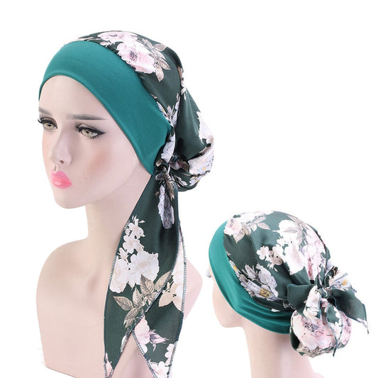 Printed flowers women inner hijabs cap muslim head scarf turban bonnet ready to wear ladies wrap under hijab caps