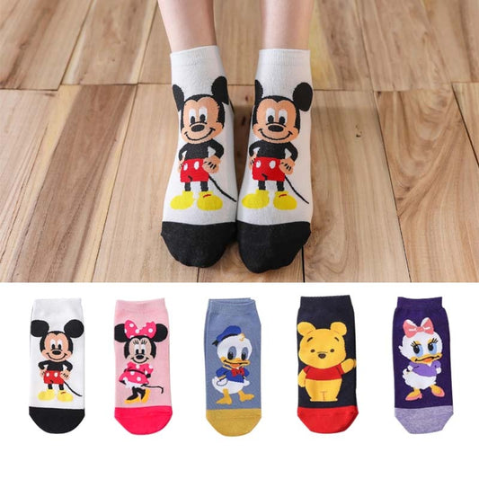 5 Pairs/Lot women socks Casual Korea cartoon animal socks Cotton Cute girl funny mouse duck ankle socks size 35-41