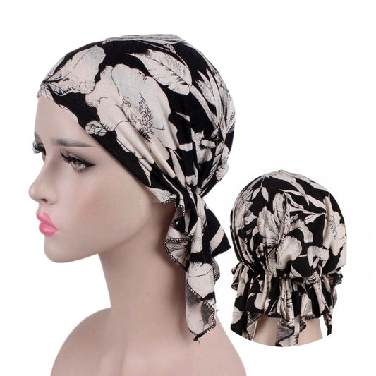 New fashion print woman turban hat soft elastic flowers lady muslim headdress wrap head scarf hijab caps turbante female