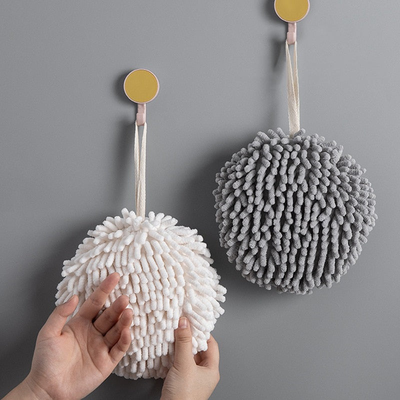 Chenille Hand Towels Kitchen Bathroom Hand Towel Ball with Hanging Loops Quick Dry Soft Absorbent Microfiber Towels