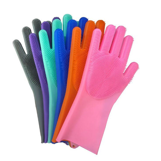 1 Pair Pet Silicone Cleaning Gloves Dog Cat Bath Cleaning Brush Gloves Scrubber Rubber Kitchen Clean Tool