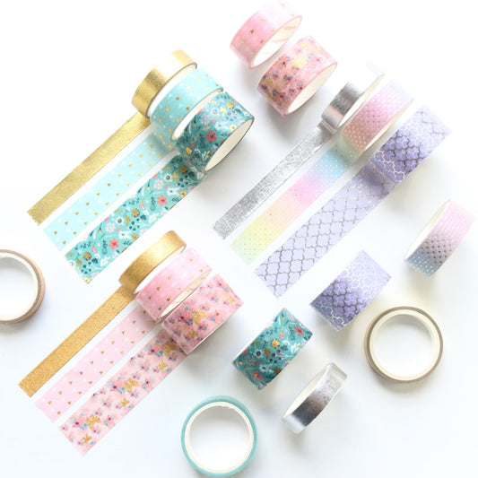 Domikee Cute candy Japanese gold foil masking tape lot for travel journal school decorative DIY diary washi tape stationery 3pcs