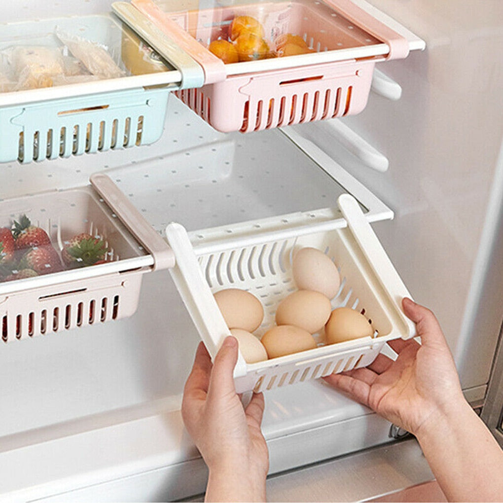 Telescopic Drawer Fridge Storage Box Slide Food Fruits Vegetables Organizer Container Basket Holder Sliding Design Storage Box