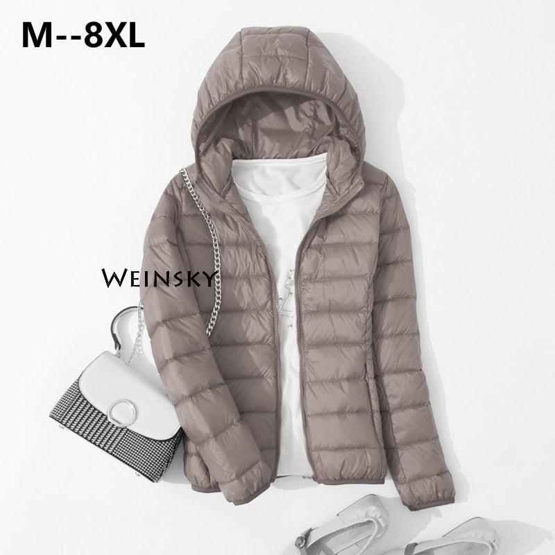 Spring Autumn Women Ultralight Thin Down Jacket White Duck Down Hooded Jackets Warm Winter Coat Parka Female Portable Outwear