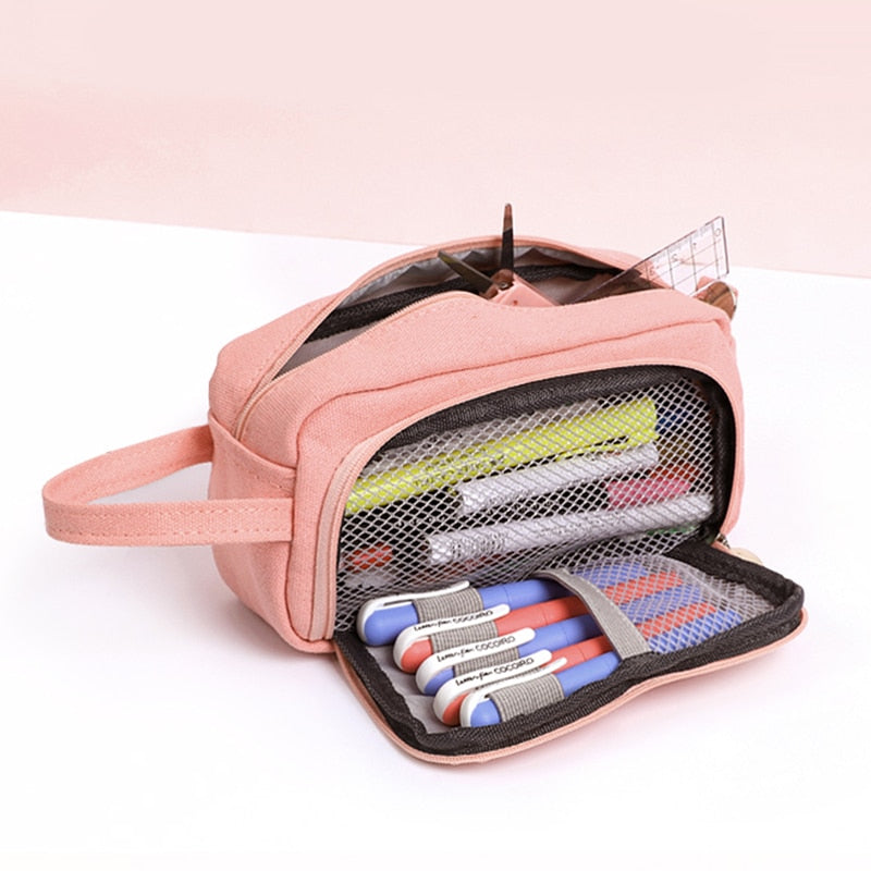 Large capacity pencil case Cute student High capacity pencil case kawaii Storage bag School supplies