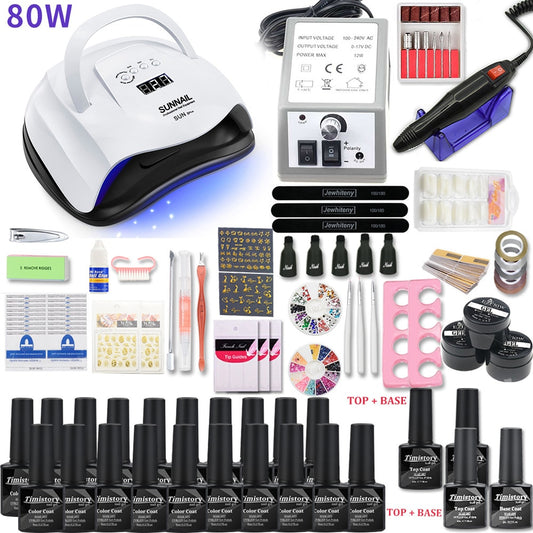 Nail Set for Nail 20 Kinds Nail Polish Kit with 20000RPM Nail drill Machine Nail lamp Acrylic Kit Nail Art Tools Nail Art Set