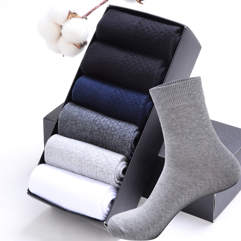 High Quality Casual Men's Business Socks Summer Winter Cotton Socks Quick Drying Black White Long Sock Plus Size