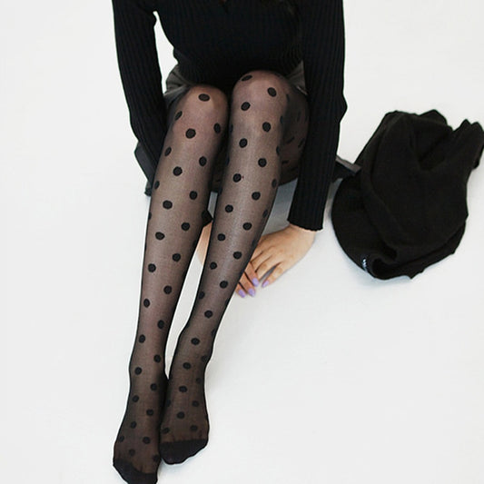 Japan Style Dot Patterned Women Pantyhose Fashion Sweet Girl Black Sexy Tights Female Stocking Transparent Silk Tights