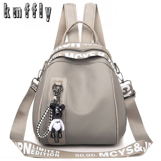 New Waterproof Nylon Women Backpack Zipper School Bags For Teenagers Girls Small Pendant Backpack Female Multifunction Rucksack