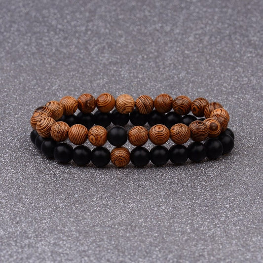 Couples Distance Bracelet Natural Wood Stone White And Black Yin Yang Beaded Bracelets For Men Women Best Friend Valentine's Day