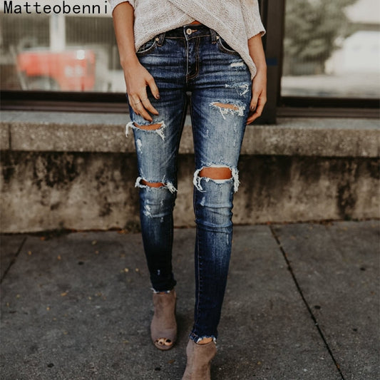 Boyfriend style Ripped Jeans Women Pants Cool Denim Vintage skinny push up jeans High Waist Casual ladies jeans Slim mom jeans