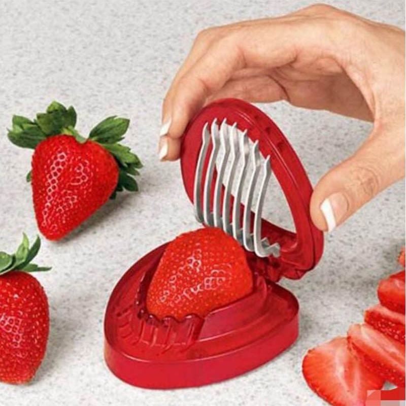 Strawberry Slicer Fruit Cutter Carving Tool Salad Cutter Stainless Steel strawberry cutter Fruit slicer Portable Kitchen Gadgets