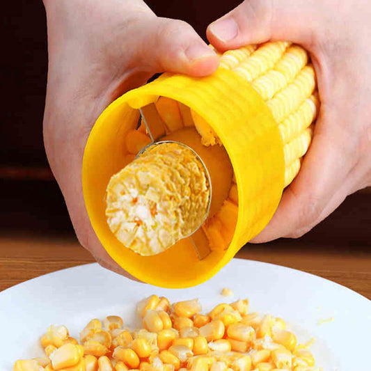 Yellow Corn Plane Peeler Cob Thresher Kitchen Gadgets Manual Rotation Stainless Steel Corn Stripper Cutter Stripping Tool