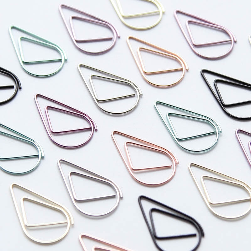 10pcs/pack Metal Paper Clip Gold Silver Black Green Color Bookmark Stationery Office Accessory School Supply