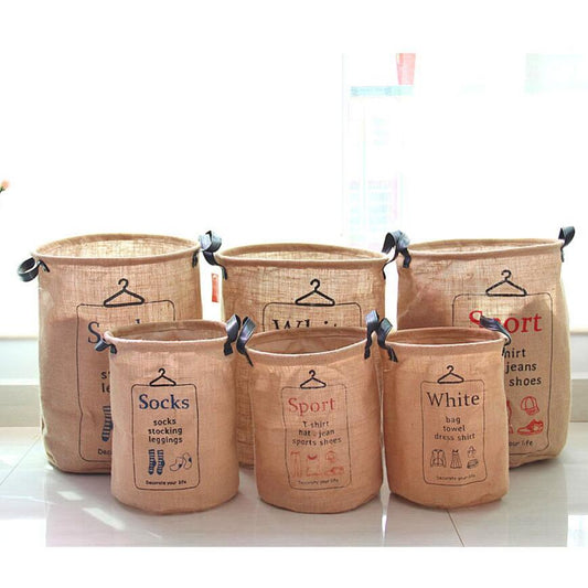 Waterproof  Laundry Hamper Bag Clothes Storage Baskets Home jute Makeup Storage barrel kids toy storage laundry basket LW0340