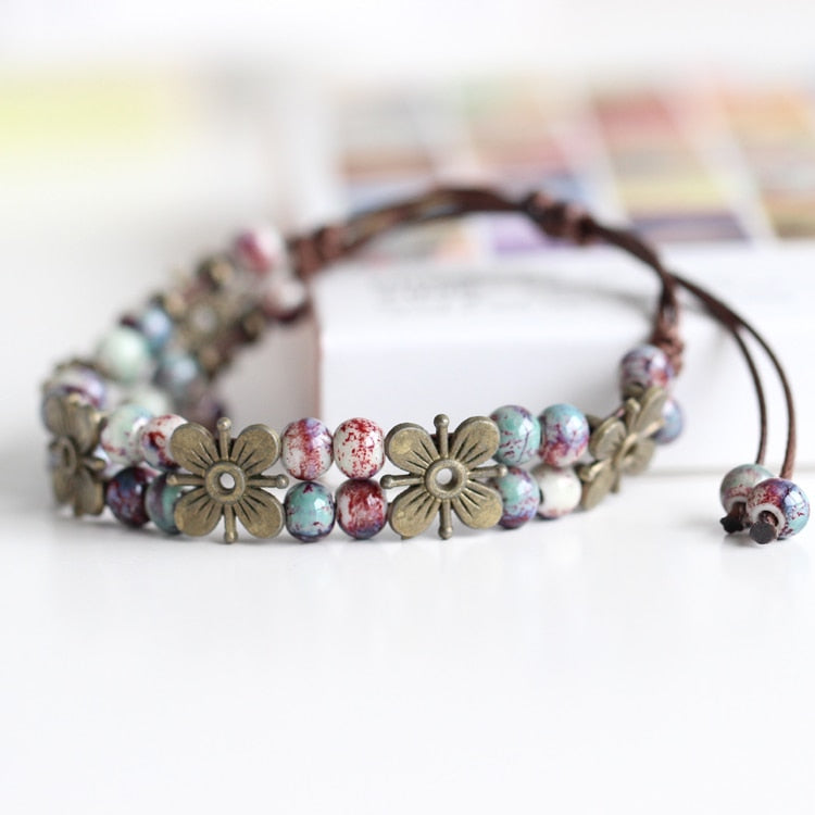 National Wind Restoring Ancient Ways Is The High Temperature Glaze Ceramic Handmade Trinkets Women's Fashion  Bracelets